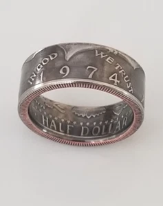 1974 JFK Half Dollar Münzring | Kennedy Münzring | Münzschmuck | Unikat Geschenk - Bild 1 von 7