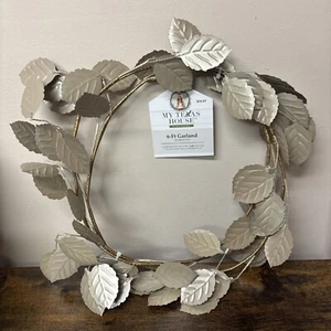 My Texas House Antique Gold Leaf Garland 6’ Metal Farmhouse Rustic Neutral Decor - Picture 1 of 3