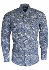 Men's Relco Blue Paisley Long Sleeve 100% Cotton Button Down Shirt
