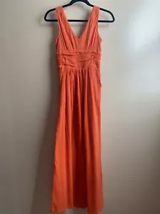 Edme & Esyllte Anthropologie Orange Sleeveless V-Neck Lined Maxi Dress Sz 0 - Picture 1 of 10