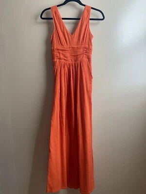 Maxi Vestido Edme & Esyllte Anthropologie Naranja Sin Mangas Cuello en V Forrado Talla 0 Foto 1 de 4