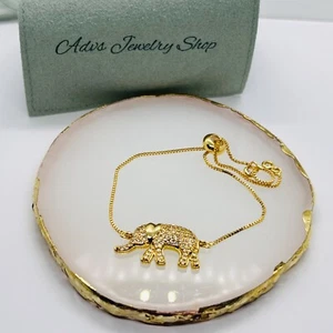 Bracciale elefante pieno d'oro, gioielli riempiti d'oro, elefante d'oro - Foto 1 di 4