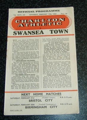 Charlton v Swansea 1958/59 - Image 1 of 2