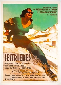 SESTRIERES BY GINO BOCCASILE ORIGINAL 1978 printing of the 1950 VINTAGE POSTER - Picture 1 of 3