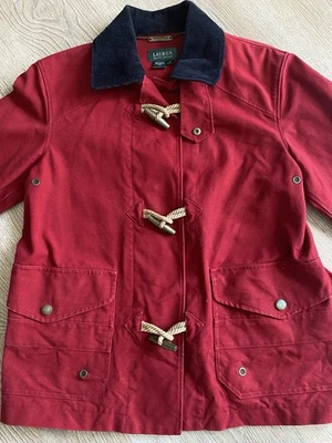 RALPH LAUREN RED TOGGLE COTTON WOMENS BARN COAT JACKET VINTAGE Nice! Medium - Image 1 of 4