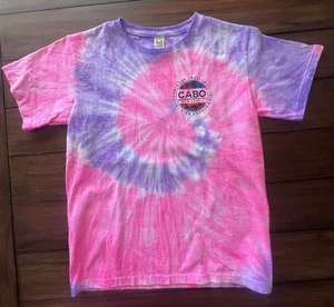 Cabo Mexico Girl’s Short Sleeve Pink Tye Dye Souvenir Cotton T-Shirt Size 14/16 - Picture 1 of 6