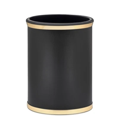 Cesta de basura ovalada Kraftware Sophisticates con adornos de plástico negro dorado  Foto 1 de 4