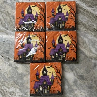 Guardanapos de papel de Halloween casa assombrada novo lote de 5 kg/16 peças em cada. Total de 80 peças - Imagem 1 de 3