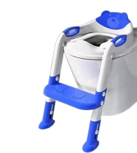 Potty Training Toilet Seat for Kids Toddlers Step Stool Ladder Anti-Slip Blue - Picture 1 of 22