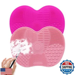 2 Piece Make Up Brush Cleaner Mat, Wsimily Silicone Makeup Brush Cleaning Mat - Picture 1 of 5
