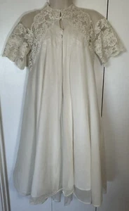 Antique Eyeful By Flaums Bridal Peignoir Sheer Chiffon Overlay English Lace Sz S - Picture 1 of 18
