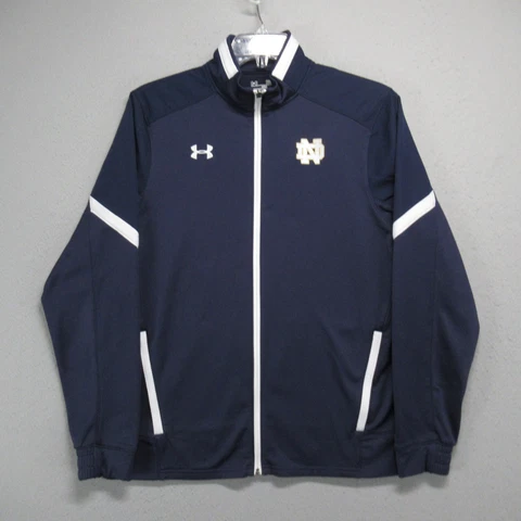 Notre Dame Fighting Irish Sweater Men M Blue Under Armour Full Zip Fleece Jacket Cover