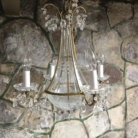 Stunning Petite Vintage Italian Crystal Chandelier Cover