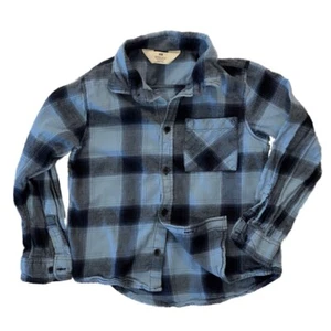 H&M Button Down Long Sleeve Collar Blue Plaid Flannel Shirt Boy's Size 7 - Picture 1 of 3