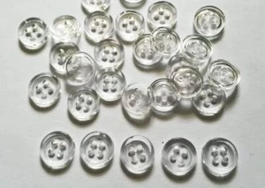 4 Hole Transparent Buttons Used in Sewing, Tailoring, Shirts, Tshirts, Dress - Picture 1 of 3