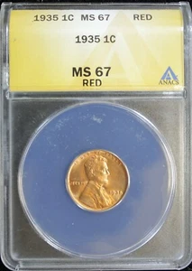 1935 1C ANACS MS 67 RD Lincoln Wheat Cent (2431176) - Picture 1 of 4