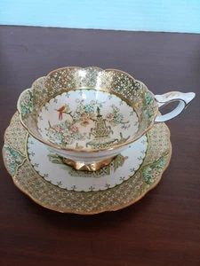 LOVELY ROYAL STAFFORD ROYAL PAGODA ANTIQUE TEA CUP & SAUCER ENGLAND 1845 - Picture 1 of 12