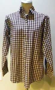 VanHeusen Studio Slim Fit 16-16.5 Brown Plaid Long Sleeve Button Down 34/35 - Picture 1 of 8