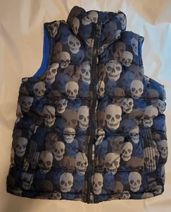 Old Navy Puffer Kids Vest Skull Print Kids Boys Size Small (6-7 )Jacket - Picture 1 of 3