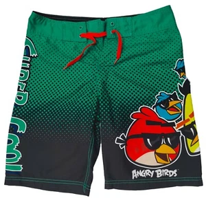 H&M Angry Birds Shorts Youth's Black Short Size S Beach Board Waist 28 Polyester - Picture 1 of 9