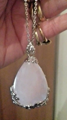 Collana ciondolo vero quarzo rosa con GARANZIA pietre naturali argento 925 NUOVA - Immagine 1 di 4