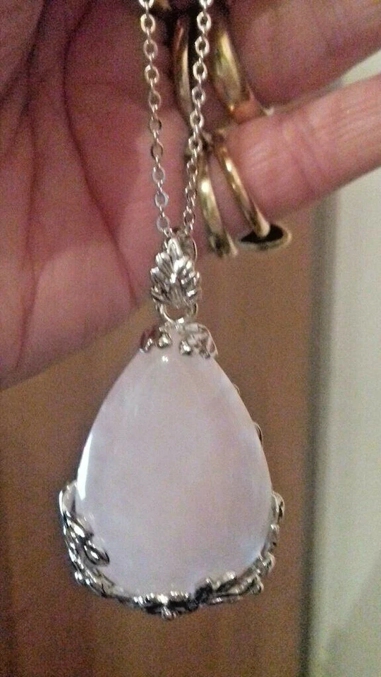 Collana ciondolo vero quarzo rosa con GARANZIA pietre naturali argento 925 NUOVA - Immagine 1 di 4