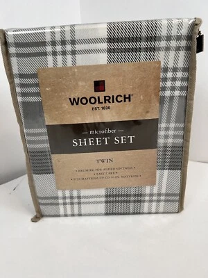 Juego de sábanas dobles de microfibra Woolrich Easy Care gris a cuadros 3 piezas NUEVO Foto 1 de 4
