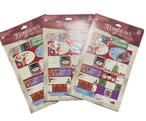 Etiquetas de regalo de vacaciones Peel 'N Stick vintage 210 unidades *nuevo sellado* peluche de Santa - Imagen 1 de 6