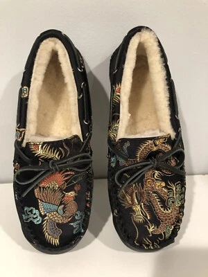 Australia Luxe Sheepskin Shearling Driver Brocade Moccasin Black/ Multicolor * 7 - Image 1 of 4