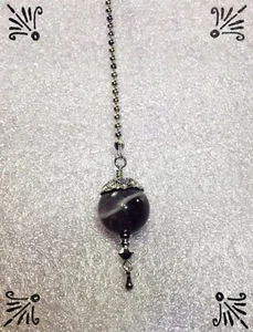 Handcrafted Silver Amethyst Purple Semi Precious Gem Ceiling Fan Pull - Picture 1 of 6