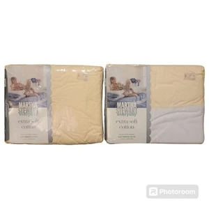 Martha Stewart Everyday Twin Flach & Spannbetttuch Baumwollsatin Sand Farbe Neu in Verpackung - Bild 1 von 8