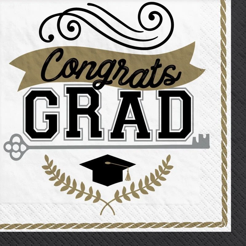 Graduation Achievement Is Key Beverage Napkins Paper 100 Per Pack 5" x 5" - Image 1 of 1