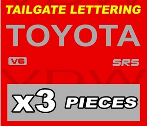 SILVER TOYOTA SR5 V6 DECAL TRUCK TAILGATE LETTERS 89-99 Tacoma pickup - Picture 1 of 3