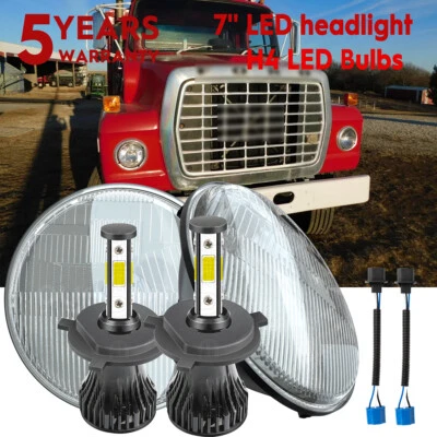 Par de bombillas LED redondas de 7 pulgadas para camionetas Ford LN7000 LN8000 LN9000 Foto 1 de 4