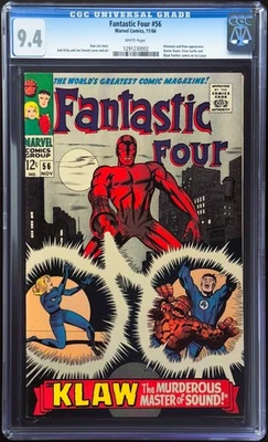 Fantastic Four 56 CGC 9.4 White Pages 1966 Marvel Comics Silver Age FF Key NM WP - Image 1 of 4
