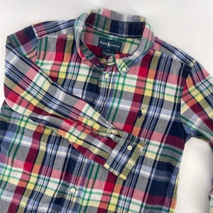 Ralph Lauren Plaid Shirt Button Down Long Sleeve Cotton Blend Kids Size 7 - Picture 1 of 6