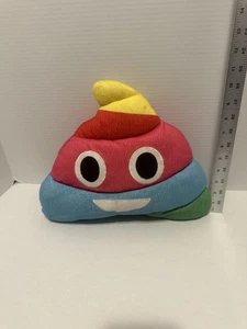 Rainbow Happy Poop Emoji Pillow Smiley Soft Plush Kids - Picture 1 of 5