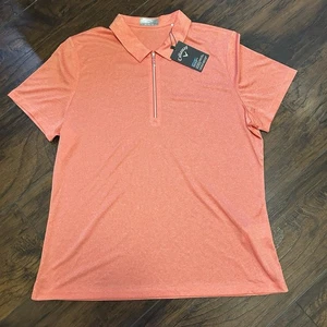 NWT Women's Callaway 1/4 Zip Short Sleeve Golf Polo XL Opti-Dri Firelight Orange - Picture 1 of 6