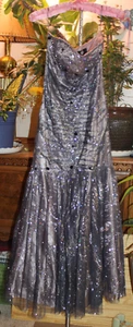 Deb purple glitter tulle long bridesmaids evening formal dress 7/8 - Picture 1 of 5