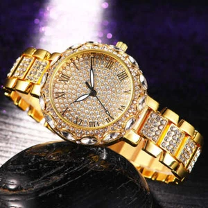 New Gold Sky Star With Diamond Steel Band Watch Girl - Picture 1 of 9