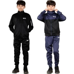Kids Boys Full Tracksuit MKZ Fleece Zipped Top Gym Jogging Bottoms 7-14 Years - Picture 1 of 8