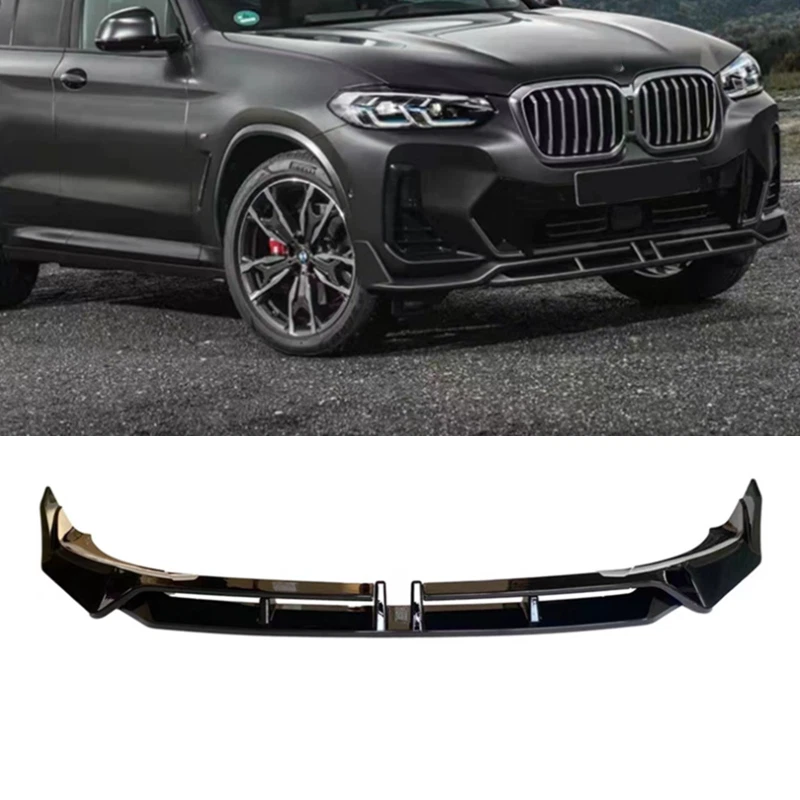 Alerón divisor de parachoques delantero negro brillante ABS para BMW X3 X4 G01 2022-2024 Foto 1 de 4