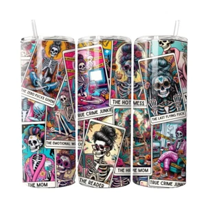 Tarot Card Sarcastic Skeleton Funny Mom 20 oz Skinny Tumbler For Hot & Cold - Picture 1 of 3