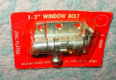 Vintage Sears Barrel Bolt Slide Window Door Latch Lock Jelly Cabinet USA NOS Cover