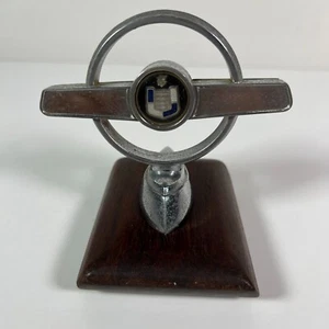 RARE! Vtg 1957 Mercury Monterey Turnpike Chrome Hood Ornament Emblem Wood Base - Picture 1 of 10