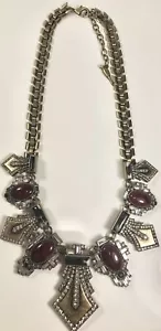 CHLOE & ISABEL GOLDTONE CRYSTAL RED BLACK STONE STATEMENT BIB NECKLACE (C308A) - Picture 1 of 5