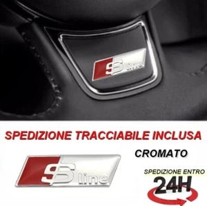 STEMMA VOLANTE AUDI S-LINE A1 A2 A3 A4 A5 Q3 SLINE LOGO EMBLEMA CROMATO S LINE - Foto 1 di 2