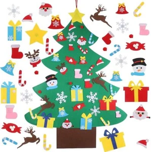 4Ft Felt Christmas Tree DIY Felt Kit Wall Hanging Felt Xmas Tree w/ 36 Ornaments - Picture 1 of 11
