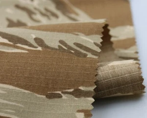 1.5M Width Desert Tiger Stripe Camo Ripstop Fabric Cloth Cotton DIY BDU Military - Picture 1 of 7