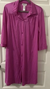 Vanity Fair Size Small Robe Hot Pink Satin Buttons Trim - Picture 1 of 3